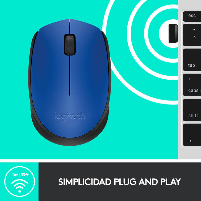 Logitech m171 ratÓn inalÁmbrico azul 910-004640
