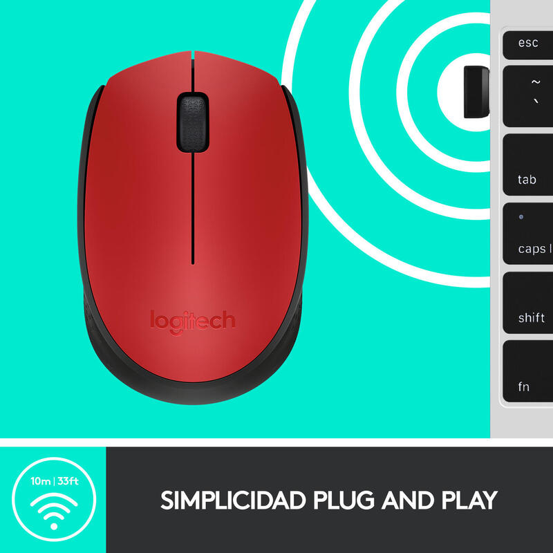Logitech raton m171 inalambrico rojo 910-004641