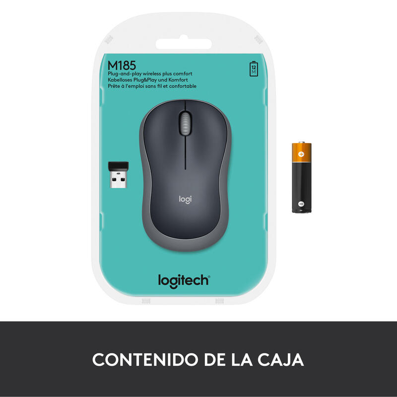Logitech raton m185 optico inalambrico gris 910-002235