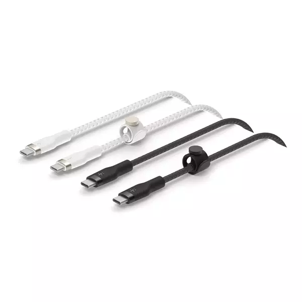 1×2 belkin pro flex silicone 1m usb-c/usb-c b+w  cab011bt1mbw2pk