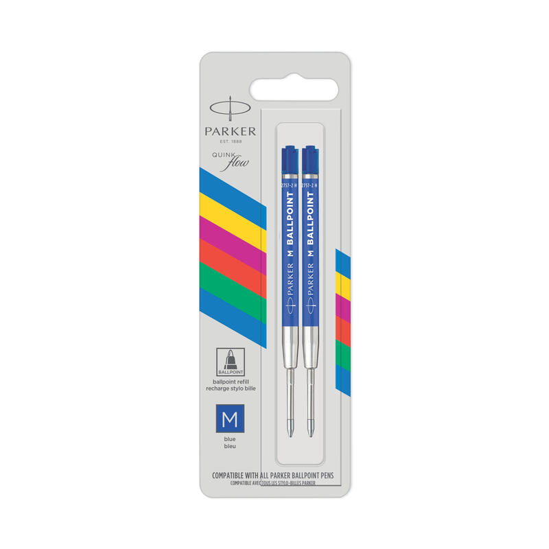 1×2 recambios para bolígrafo parker quinkflow basic azul