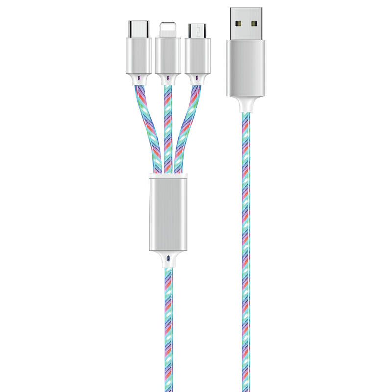 2go 3in1 usb led cable azul 150cm micro-usb