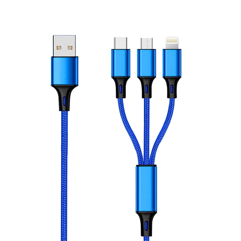 2go cable 3 in 1 usb  – usb c + micro-usb b + lightning 1.50m azul
