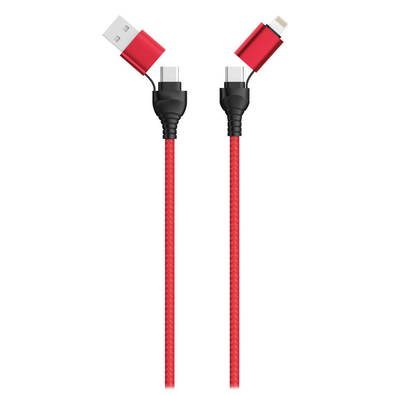 2go cable de datos usb / type c 4in1 rojo 120cm