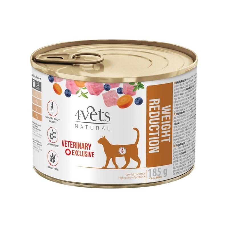 4vets natural weight reduction – comida hÚmeda para gatos – 185g