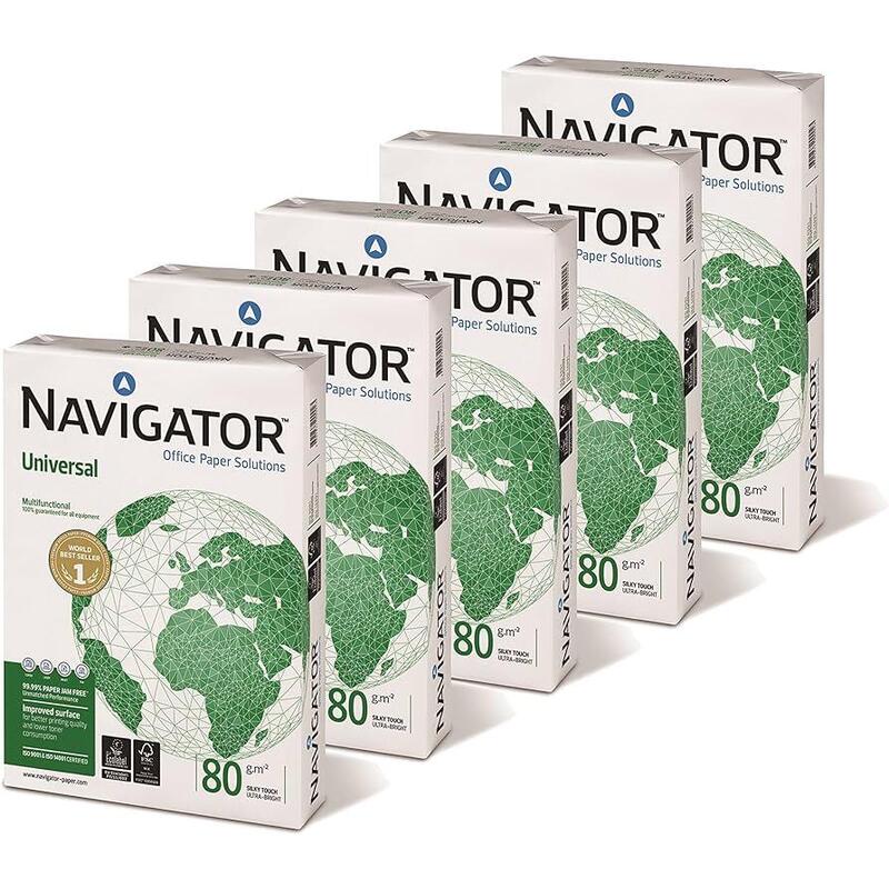 5 paquetes papel navigator universal x 500 hojas a4 80 gr blanco