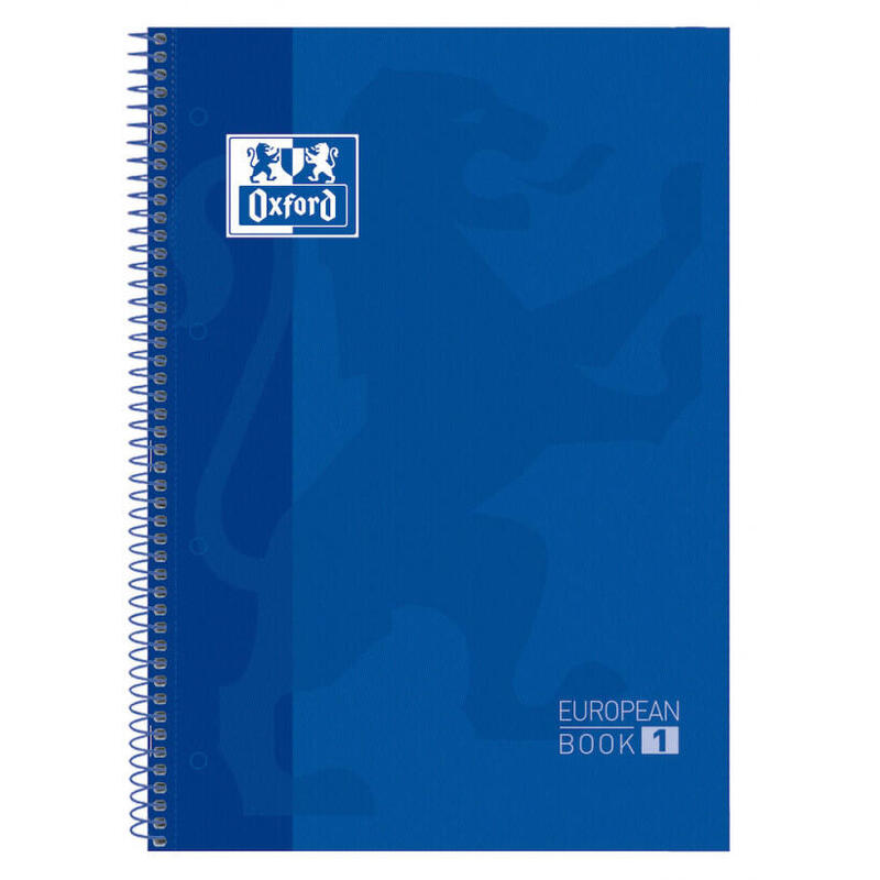 Libreta oxford espiral a4+ azul tapa extradura 80 hojas 4 taladros cuadricula 5×5 90gr