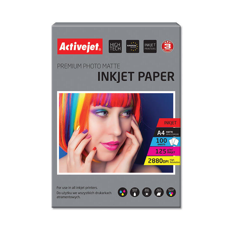 Papel fotogrÁfico activejet  | a4 | matte | 100 pcs. | 125 g | ap4-125m100