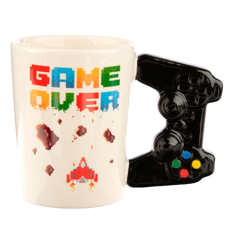 Taza asa 3d mando videojuego pixel game over
