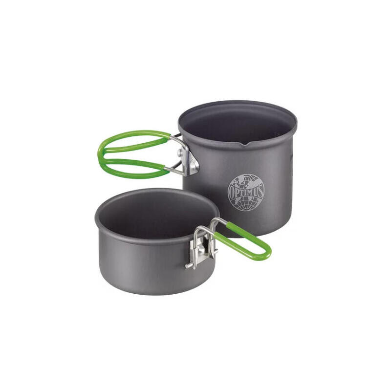 Juego de cocina optimus terra solo 0,6 l, juego de ollas (gris/verde, 2 partes)
