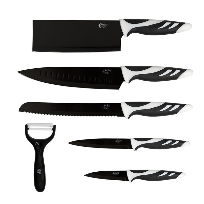 Pack 6 cuchillos cecotec swiss chef negros