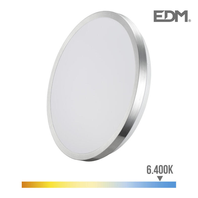 Aplique super led de superficie 24w 2490lm 6500k Ø38×6,2cm marco cromado edm