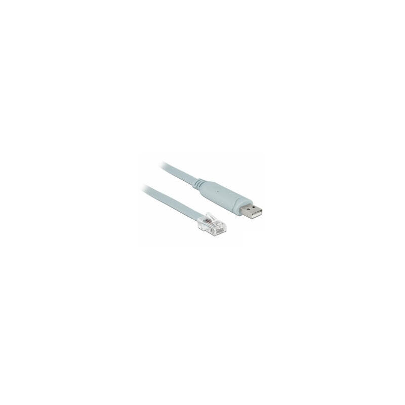 Delock adaptador usb 2.0 tipo-a macho  1 x serial rs-232 rj45 macho 1,0 m gris