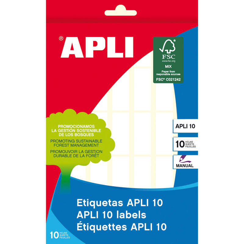 Apli etiquetas adhesivas 12x30mm escritura manual c/romos 35 x 10h blanco