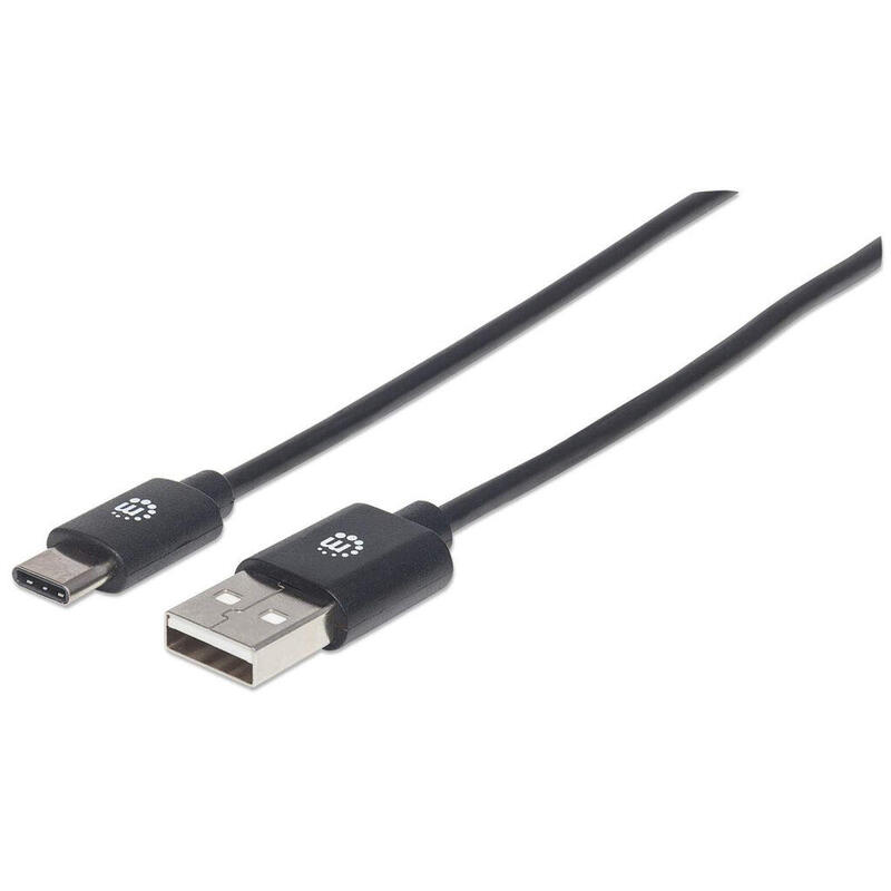Cable usb manhattan usb a/usb c 1 m macho/macho negro