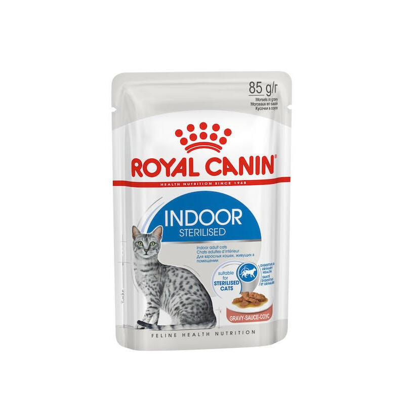 Comida hÚmeda para gatos royal canin indoor sterilized  trozos en salsa 12×85 g