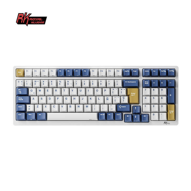 Teclado royal kludge rk98 iso-es hot-swappable switch red wireless klein blue rk98-red-kb