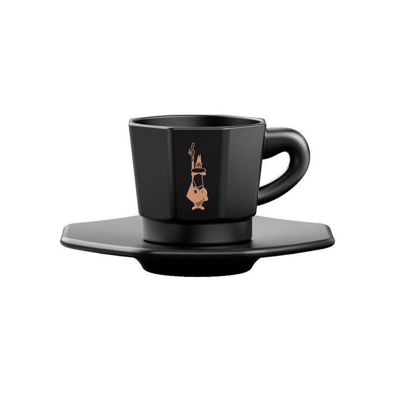 Juego de 4 tazas bialetti perfetto moka porcelana 4x 75 ml negro