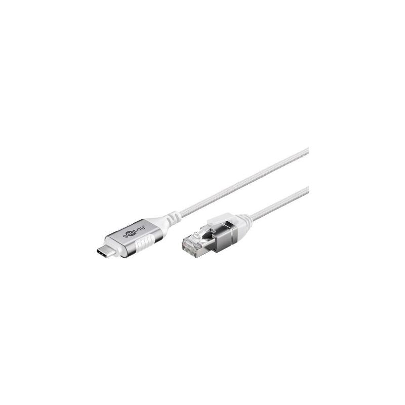 Cable adaptador ethernet goobay usb-c 3.2 gen2  rj-45, slim blanco, 1 metro 74385