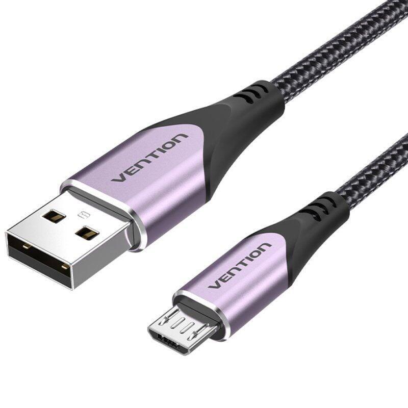 Cable usb 2.0 vention coavh usb macho microusb macho hasta 60w 480mbps 2m purpura
