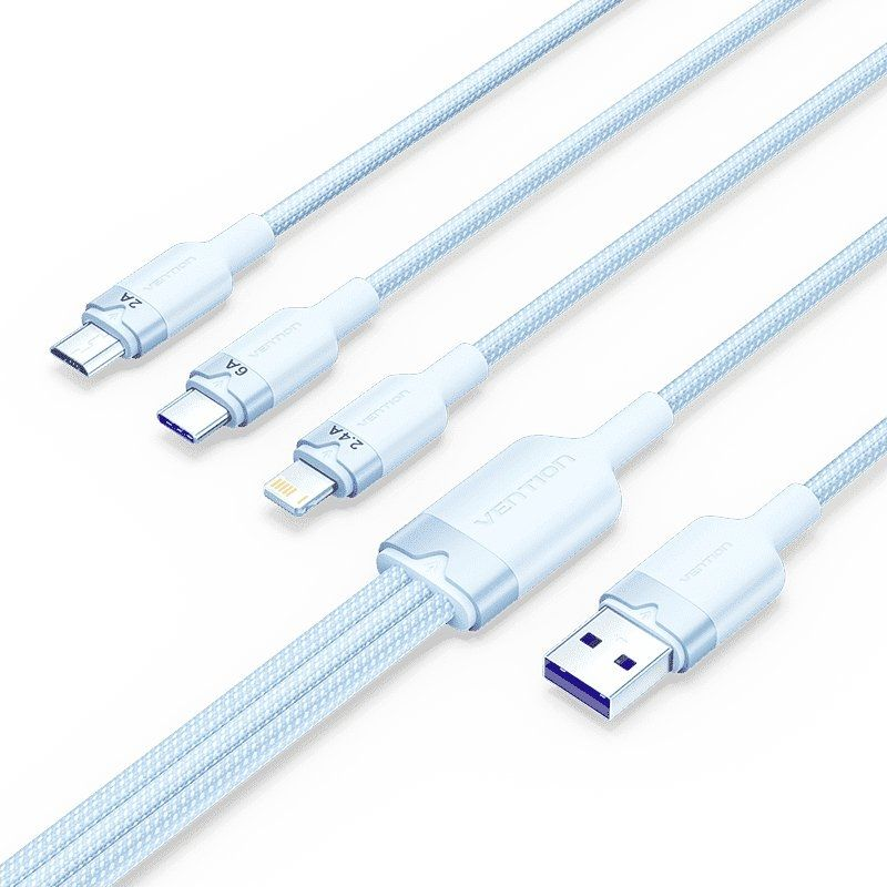 Cable usb 2.0 lightning vention ctrlg usb macho usb tipo-c macho microusb macho lightning macho 1.5m azul
