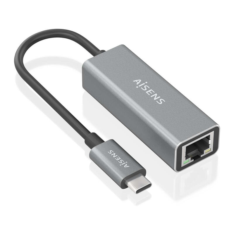 Aisens conversor usb3.1 gen1 usb-c a ethernet gigabit 10/100/1000 mbps, gris, 15cm