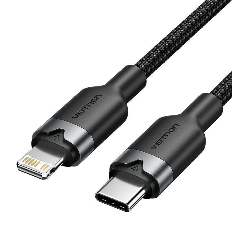 Cable usb tipo-c lightning vention lalbf usb tipo-c macho lightning macho 27w 480mbps 1m negro