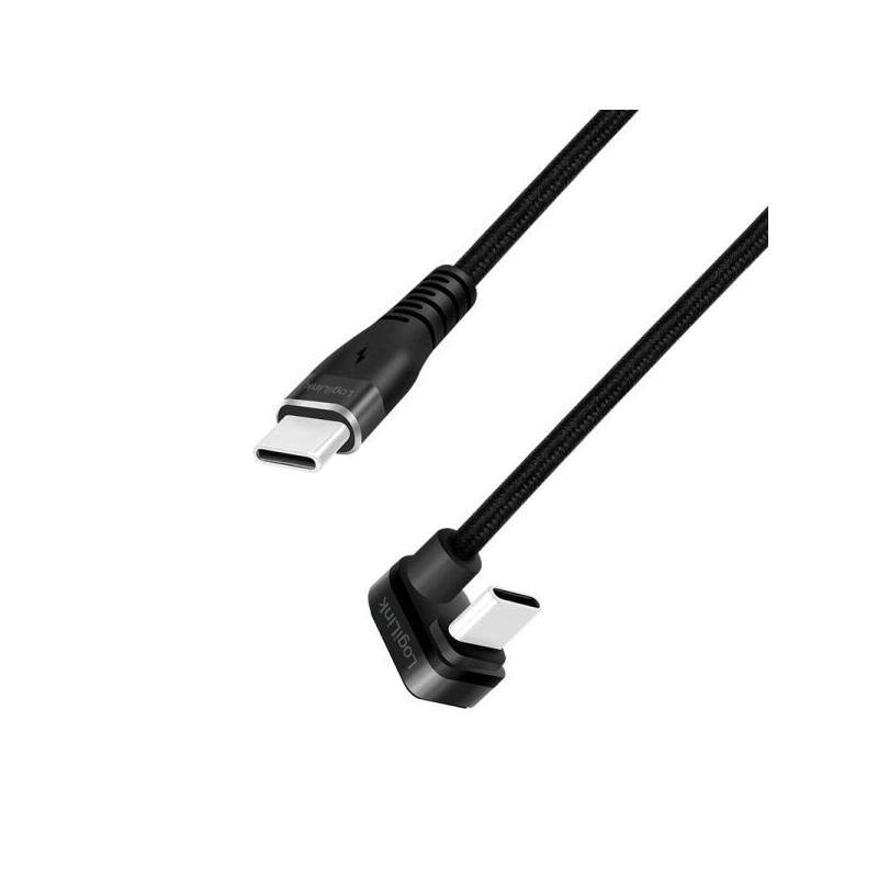 Cable logilink usb-c 2.0m w oplocie katowy negro
