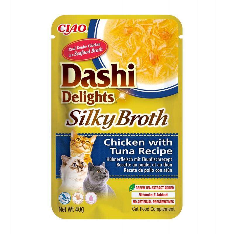 Golosina para gatos inaba cat dashi delights silky broth chicken with tuna 40g