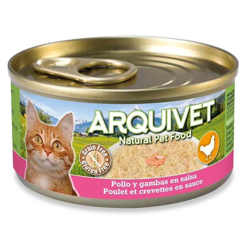 Comida para gatos pollo arquivet en salsa con camarones 80g