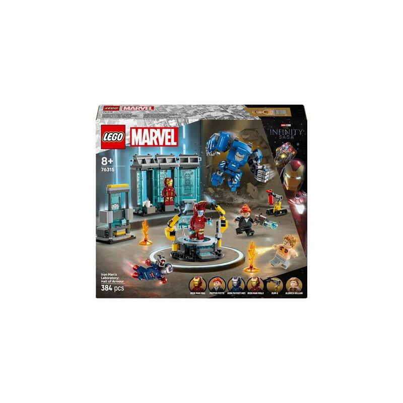 Lego 76315 marvel super heroes laboratorio de iron man: salÓn de armaduras, juguete de construcciÓn   76315