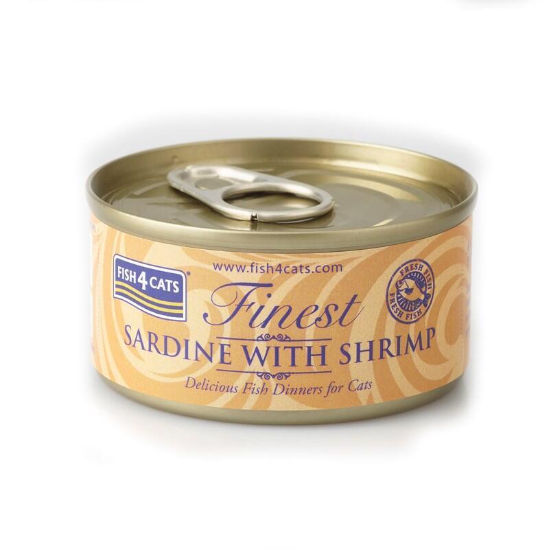 Comida hÚmeda para gatos fish4cats sardine with shrimp  70g