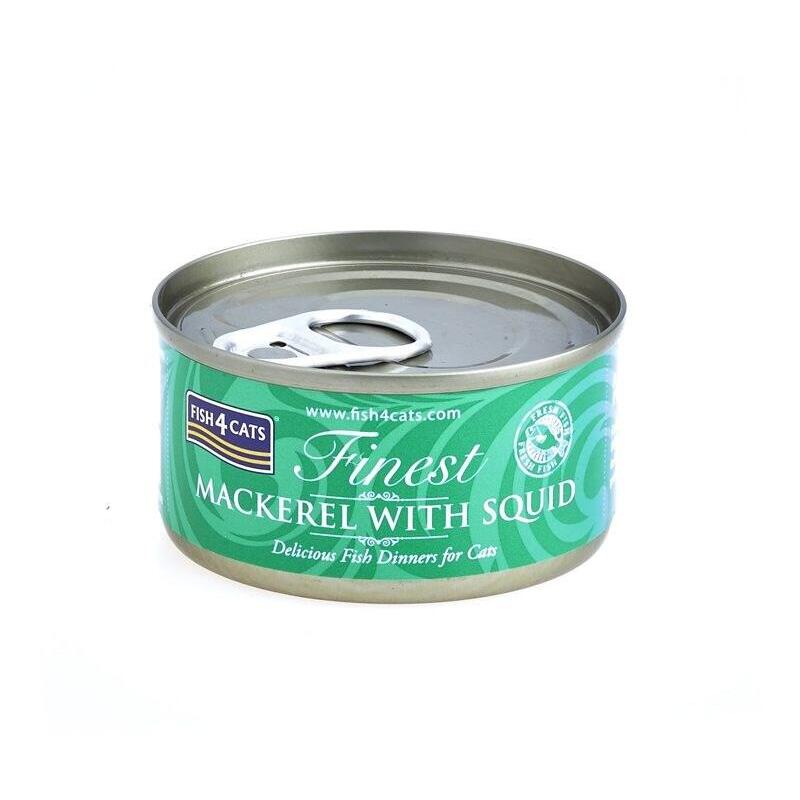 Comida hÚmeda para gatos fish4cats mackerel with squid  70g