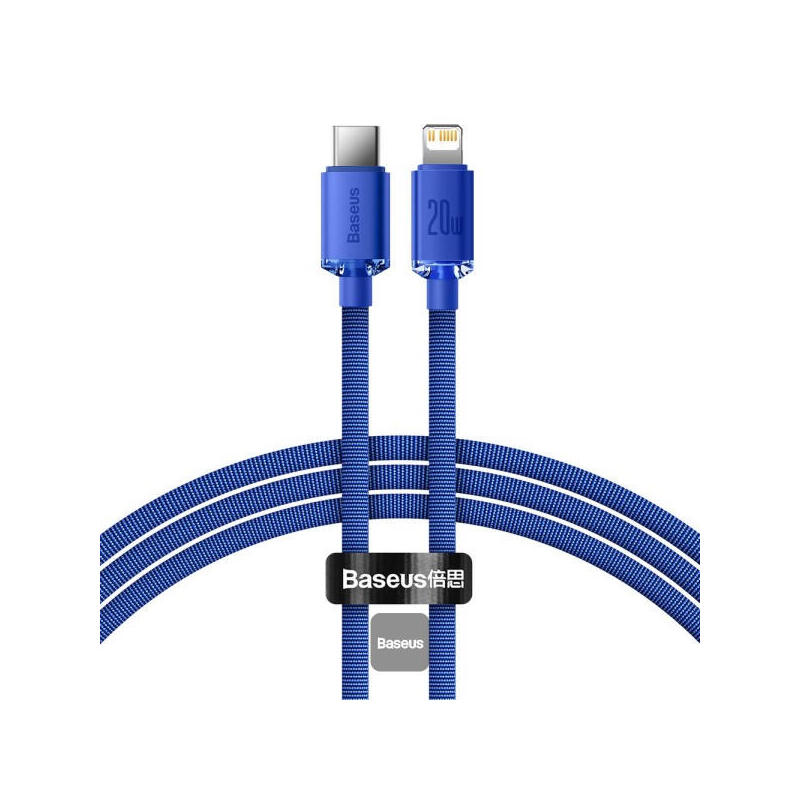 Baseus type-c – lightning cable, crystal shine series fast charging data cable 20w 1.2m blue (cajy000203)