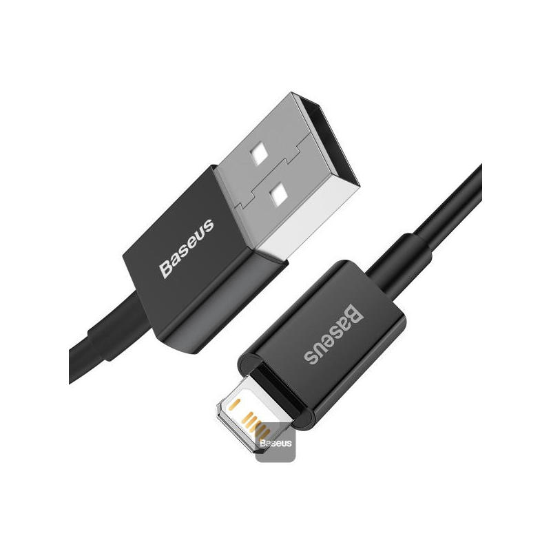 Baseus lightning superior series cable, fast charging, data 2.4a, 2m black (calys-c01)