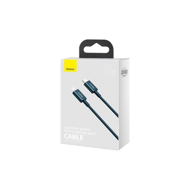 Baseus type-c – lightning superior series fast charging data cable pd 20w 2m blue (catlys-c03)