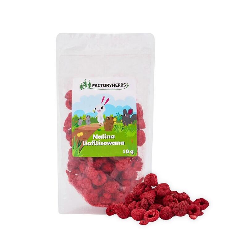 Factory herbs freeze-dried raspberries – golosina para roedores y conejos – 10g