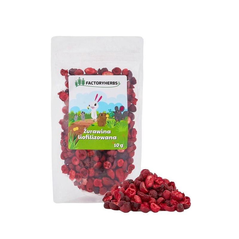 Factory herbs freeze-dried cranberries – golosina para roedores y conejos – 10g