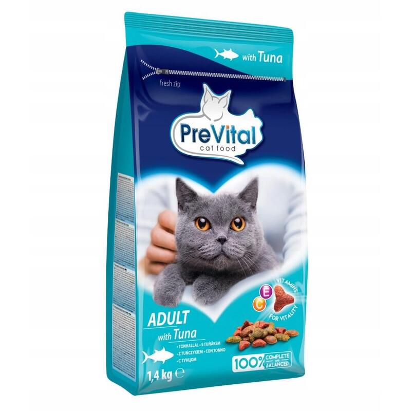 Comida seca para gatos prevital adult tuna  1,4kg