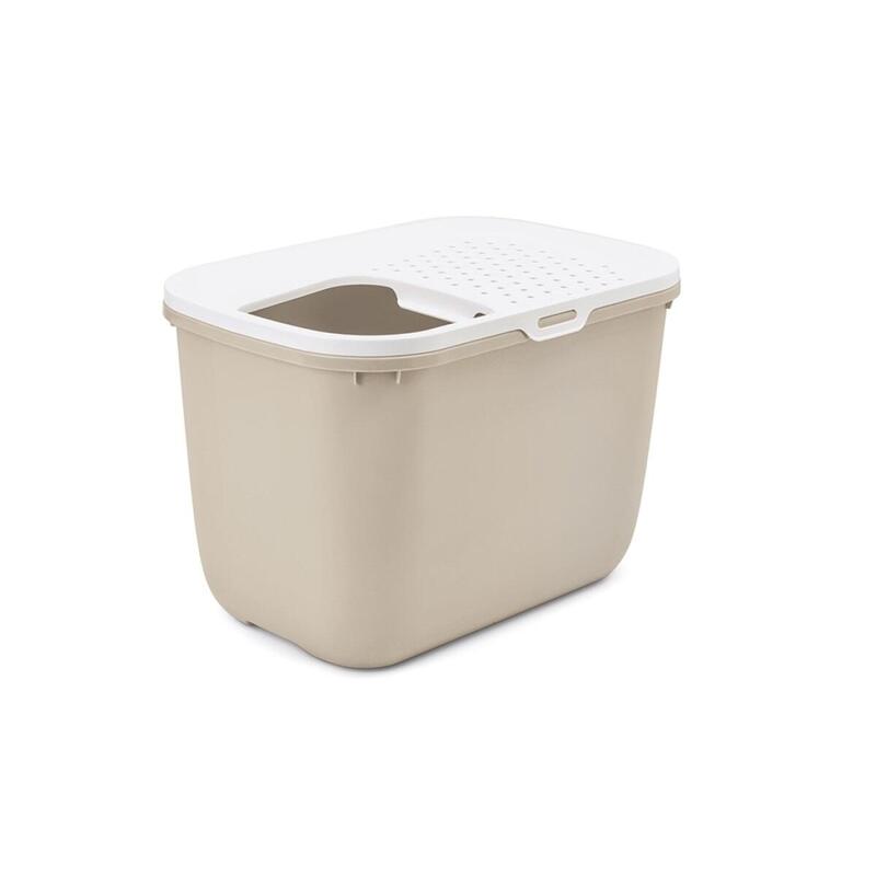 Savic hop marrÓn cafÉ con tapa blanca bandeja sanitaria para gatos – 58,5x39x39,5 cm – 1 ud.