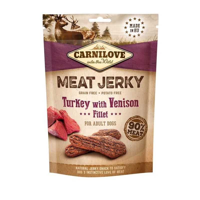 Snack para perros carnilove meat jerky turkey with venison  100 g