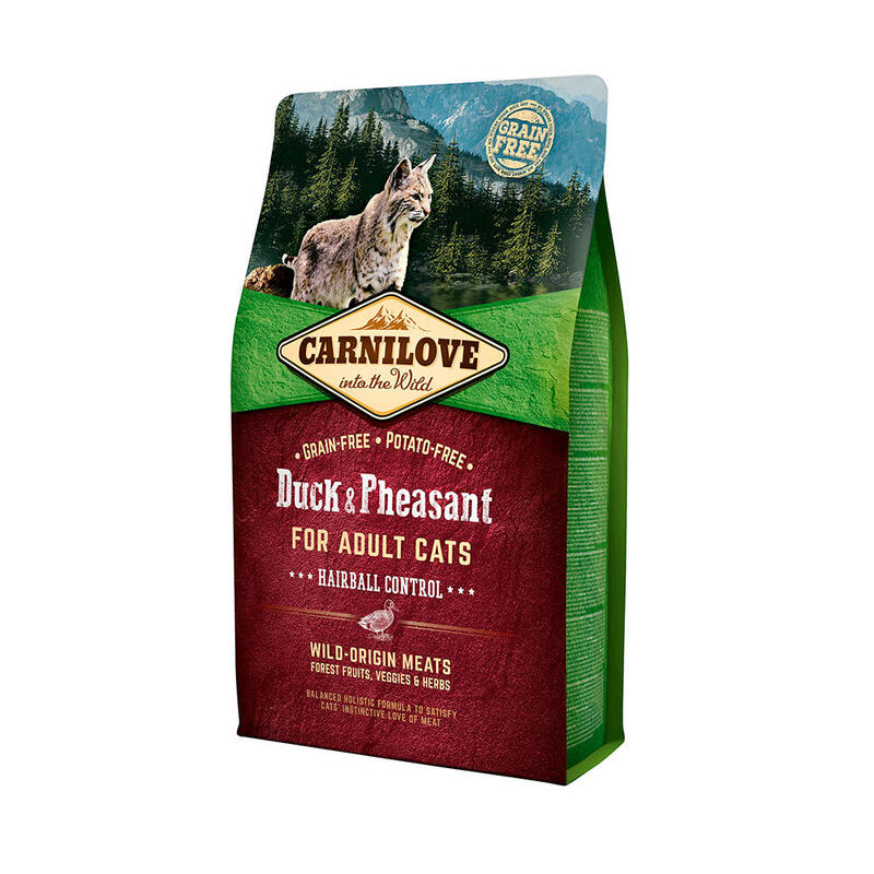 Comida seca para gatos carnilove duck & pheasant hairball control  6kg