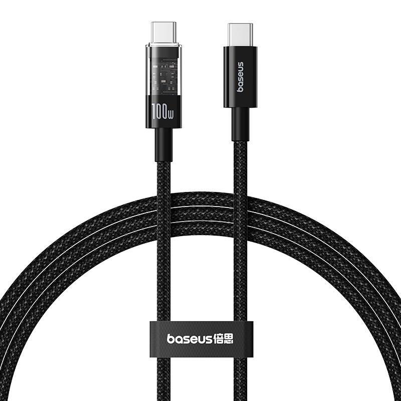 Cable baseus gem de carga rÁpida usb c a usb c 1 m 100 w negro