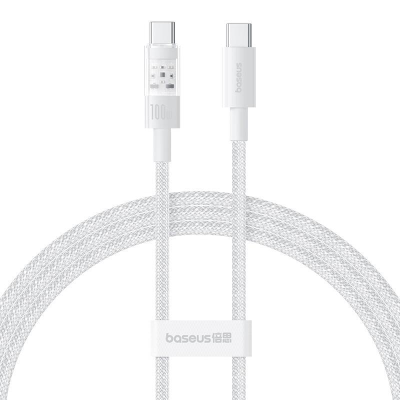 Cable baseus gem de carga rÁpida usb c a usb c 1 m 100 w blanco