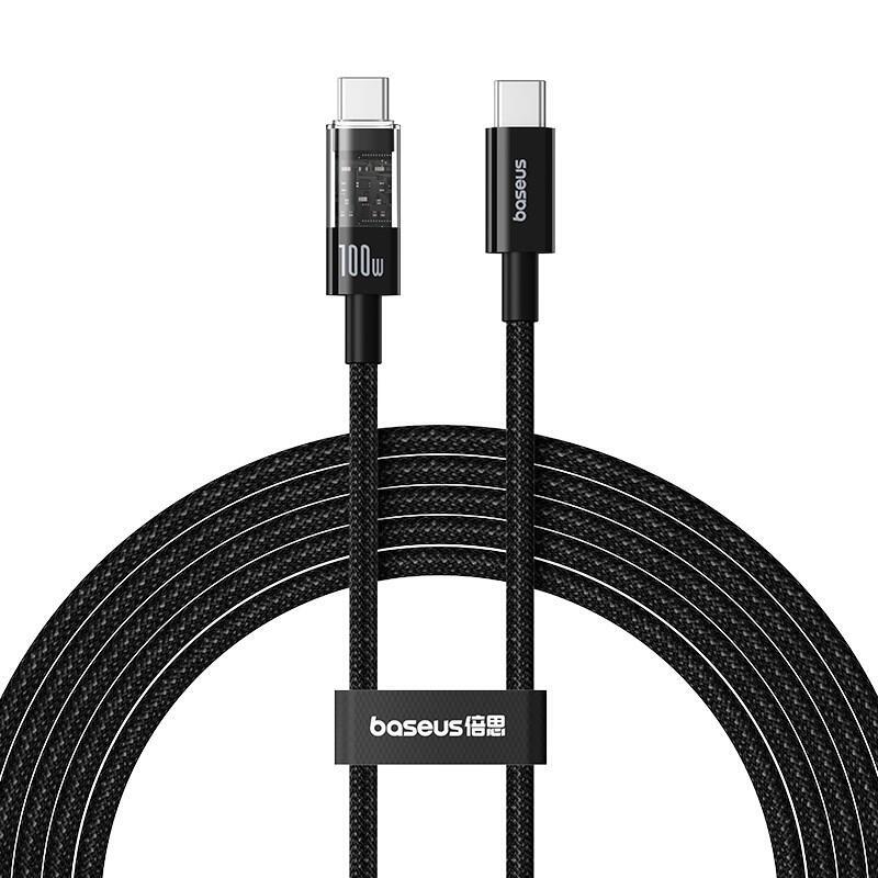 Cable baseus gem de carga rÁpida usb c a usb c 2 m 100 w negro
