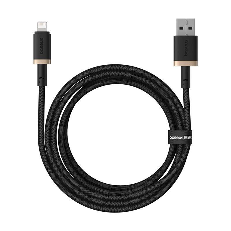 Baseus dura cable de carga rÁpida de tipo a a ip 2,4 a 2 m negro, dorado