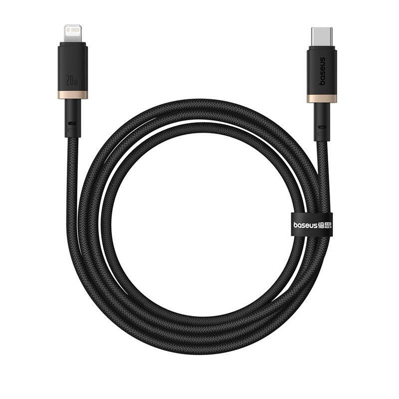 Baseus dura cable de carga rÁpida tipo c para ip 20 w 1 m negro, dorado