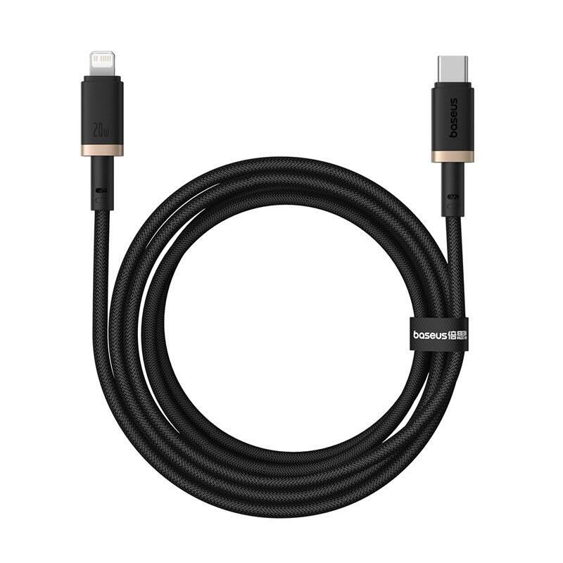 Baseus dura cable de carga rÁpida tipo c para ip 20 w 2 m negro, dorado