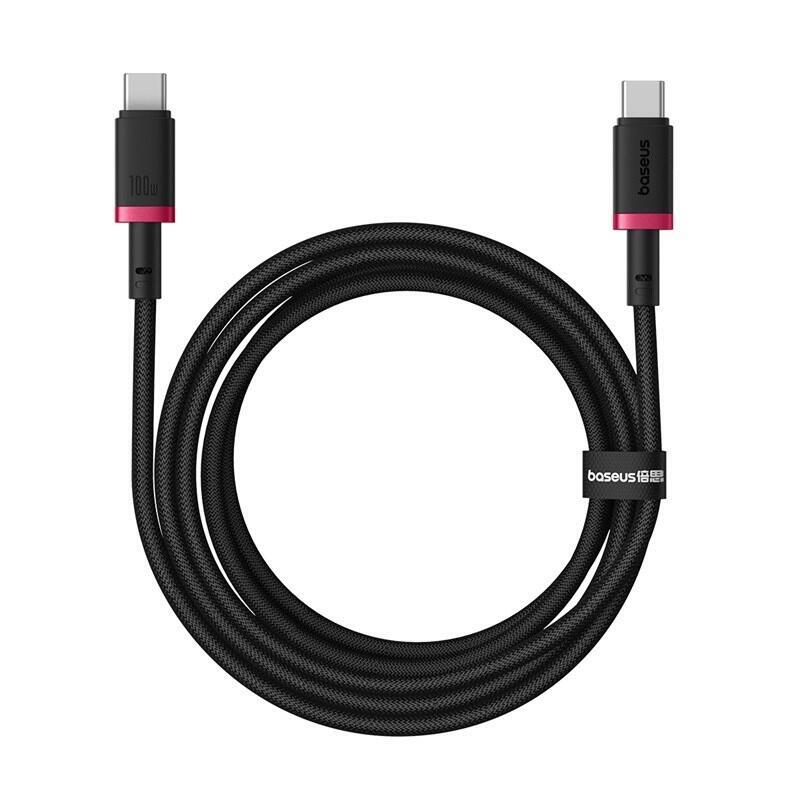 Baseus dura cable de carga rÁpida tipo c a tipo c 100 w 2 m negro, rojo