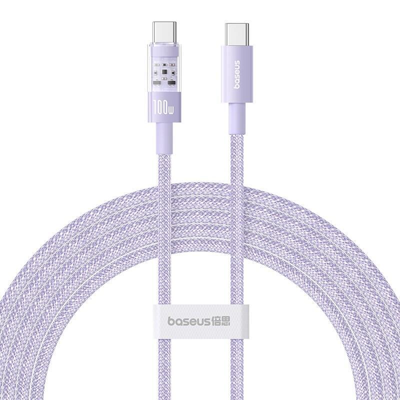 Baseus gem cable de carga rÁpida usb c a usb c 2 m 100 w morado
